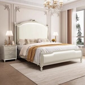 Lanmeng Island Modern Furniture Customized Leather Queen King Bed Luxury Hotel Villa King Size Soft Beds Bedroom Furniture for Home Hotel
