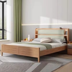 Lanmeng Island Modern Rubber Wood Bedroom Furniture Simple Designs King Queen Solid Wood Frame Bed From China-Wholesale