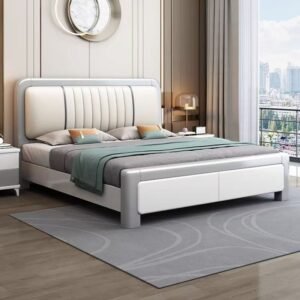 Lanmeng Island Nordic Modern Design Solid Pine Wooden Beds Double King Size Queen Size Bed Frames for Bedroom Furniture Set Home Apartment