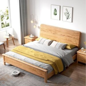 Lanmeng Island Simple King Wooden Bed for Home Storage Bedroom Furniture Queen Wooden Bed Comfortable Solid Wood Bed for Home Apartment