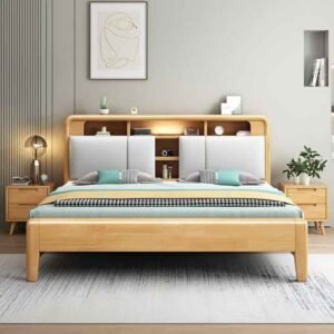 Lanmeng Island Modern Single Queen Size Solid Wood Bedframe Platform Full Size Multi-Functional Bed Frame with Storage Furniture Manufacturer