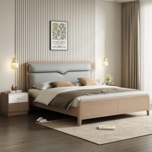 Lanmeng Island Hot Sales Double Size Solid Ash Wood Bedroom Furniture Modern Design with Storage Features for Home or Apartment Manufacturer