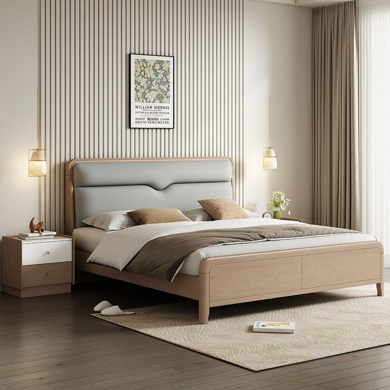 Double Size Solid Ash Wood Bedroom Modern