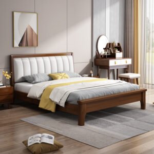 Lanmeng Island Modern Solid Wood Double King Bed Drawers Storage Light Luxury Full Size Bedroom Furniture Factory Direct Wholesale Price