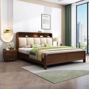 Lanmeng Island Modern King Size Solid Wood Double Bed with Multifunctional Storage Manufactured Bedroom Furniture for Hotels Manufacturers