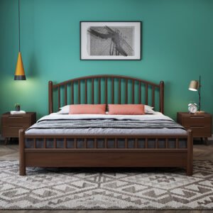Lanmeng Island Nordic Modern Luxury Queen Size Bed Storage Antique Hard Solid Wood Bedroom Furniture Multi-Functional Home Furniture for Adults
