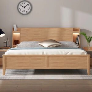 Lanmeng Island Nordic Modern Style 1.8m Double & 1.5m Quiet Wedding Bed Frame Solid Wood with Multi-Functional Storage for Small Apartment Home
