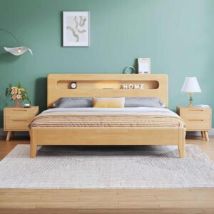 Lanmeng Island Modern Wholesale Solid Wood Frame Queen Size Bed Simple Double Bed Storage Bedroom Set Furniture Multi-functional for Home
