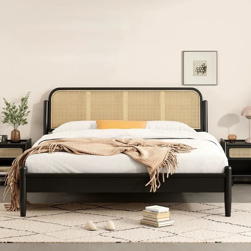Modern Nordic Queen/King Size Bed Rattan Headboard