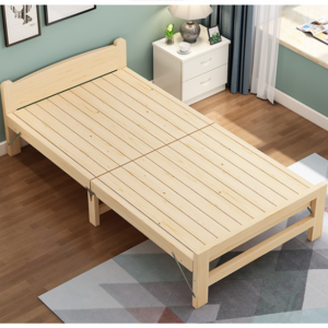 Lanmeng Island Solid Wood Folding Bed Durable Rental Beds for Simple Home Sturdy Single Bed Frame Nap Time Cot for Small Space Office Hospital