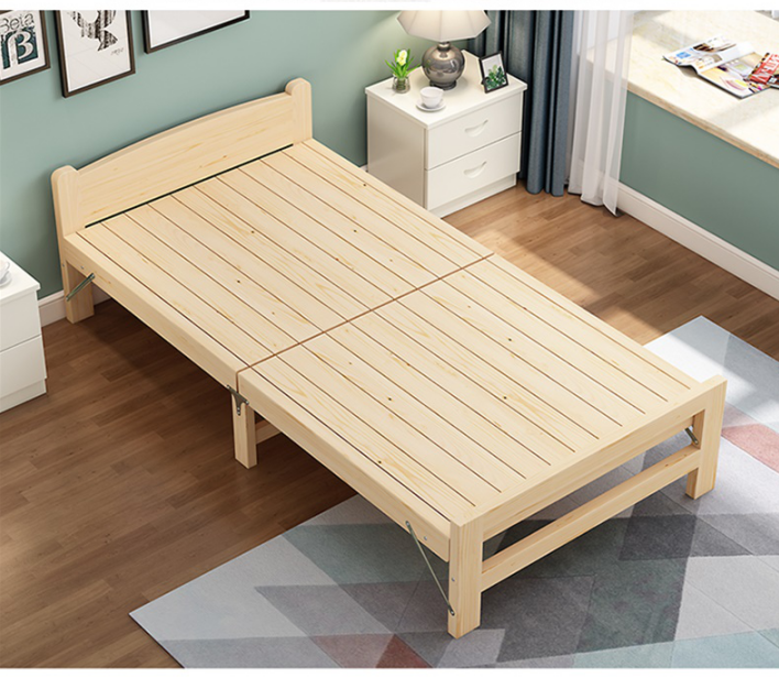 Lanmeng Island Solid Wood Folding Bed Durable Rental Beds for Simple Home Sturdy Single Bed Frame Nap Time Cot for Small Space Office Hospital