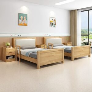 Lanmeng Island Modern Single Bed Full Solid Wood Double Beds with Multifunctional for Hotels Manufactured Bedroom Furniture Nursing Home OEM