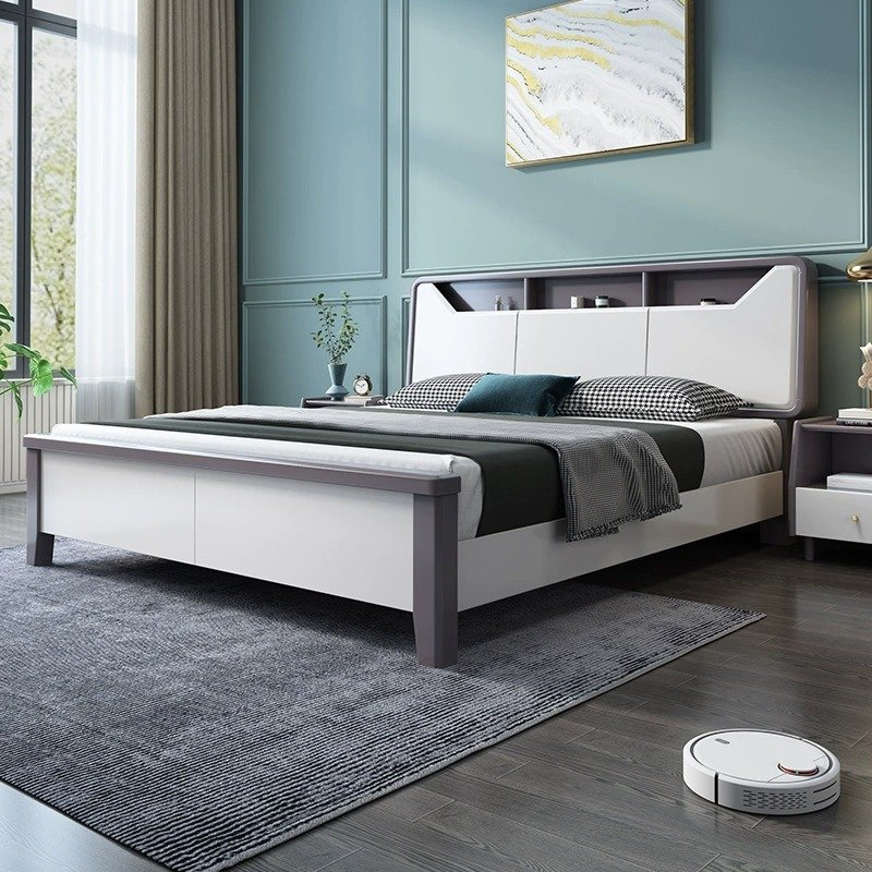 Modern King Storage Backrest King Beds Frame