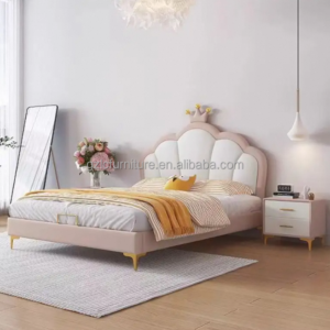 Lanmeng Island Modern Children Bear Design Bed Kids Lovely Single Kids Beds Bedroom Furniture Solid Wood Frame Child Bed with Storage Cabinet