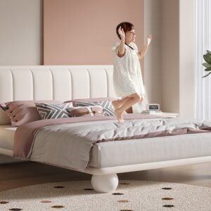 Lanmeng Island Wholesale Modern Kids' Double Bed Furniture Set Synthetic Leather Design Wood Children's Bed Soft Storage Features Bedroom