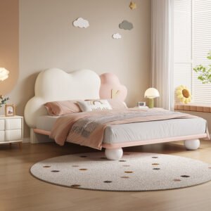 Lanmeng Island Modern Design Single Child Bed with Solid Wood & Real Leather Frame Comfortable Bedroom Bedding Set Luxury Feature by Tree Model