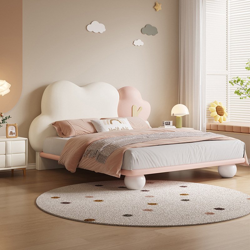 Lanmeng Island Modern Design Single Child Bed with Solid Wood & Real Leather Frame Comfortable Bedroom Bedding Set Luxury Feature by Tree Model
