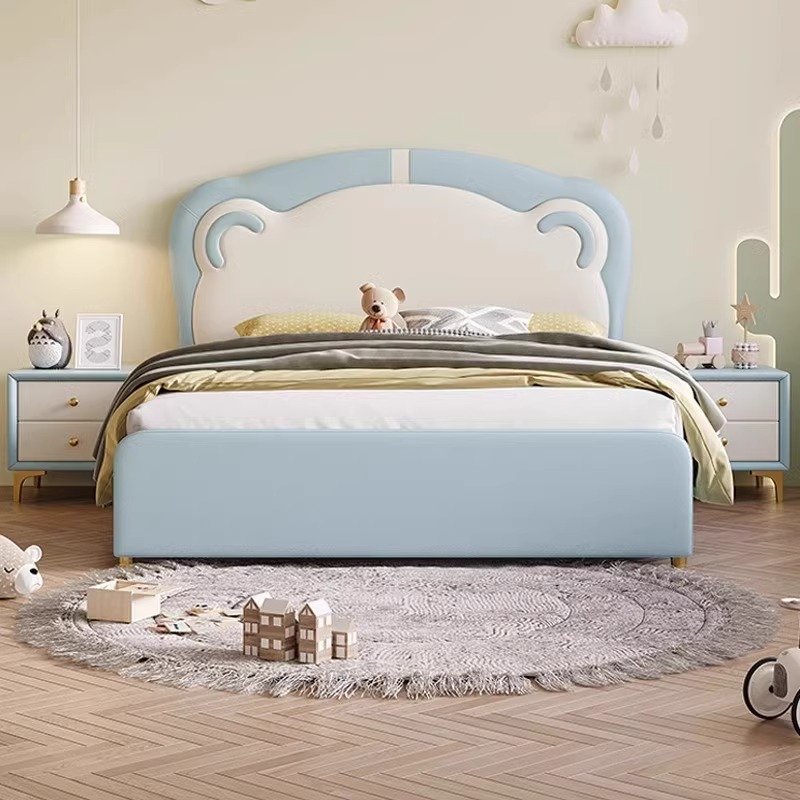Synthetic Leather Bear Bed Girls Boys Modern