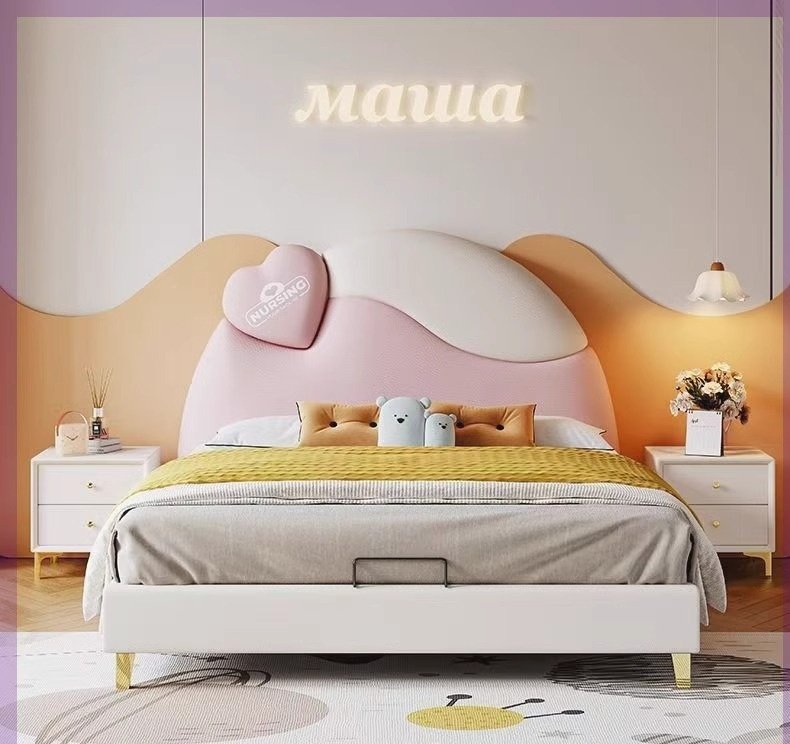 Modern Single Bed Boys Girls Solid Wooden