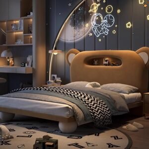 Lanmeng Island Brown Bear High Quality Bed Cute Full Size Kid Animal Cartoon Design Beds Boy Girl Baby Bed With Storage Child Bedroom Furniture
