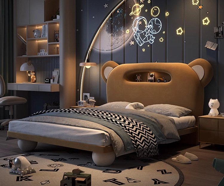 Lanmeng Island Brown Bear High Quality Bed Cute Full Size Kid Animal Cartoon Design Beds Boy Girl Baby Bed With Storage Child Bedroom Furniture