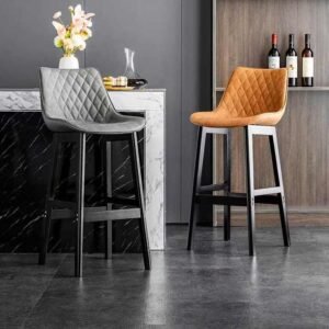 Lanmeng Island Bar Chair and Height Stool bar Artificial Leather Wood Frame Light Luxury Backrest Fashionable High-end Household High Stool