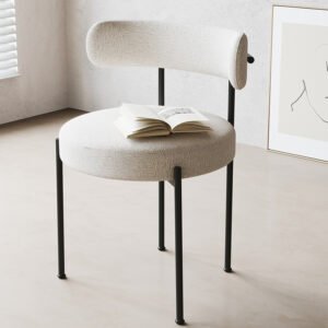 Lanmeng Island Wholesale Modern White Fabric Dining Chairs for Home Commercial Restaurant Furniture with Revolving Feature Metal (Steel PC)