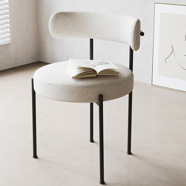 Lanmeng Island Wholesale Modern White Fabric Dining Chairs for Home Commercial Restaurant Furniture with Revolving Feature Metal (Steel PC)
