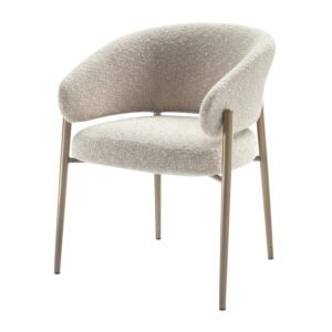 Lanmeng Island Italian Modern Simple Home Lamb Velvet Dining Chair with Wooden Armrests Casual Restaurant Leisure Chair with Designer Backrest