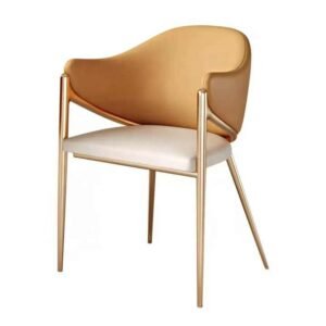 Lanmeng Island Modern Simple Leather Metal Dining Chair Gold Leg Wholesale Leisure Furniture Home Hotel Banquet School Gym Revolving Feature