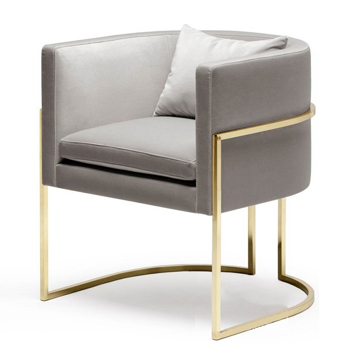 Lanmeng Island Modern Gold Metal Velvet Fabric Arm Chair for Home Dining Office Coffee Shop Living Room Furniture Hotel Design