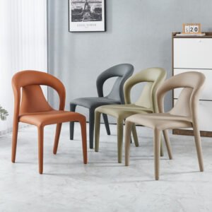 Lanmeng Island Modern Minimalist Nordic Designer Dining Chair Steel Artificial Leather Casual Light Makeup with Back for Home Furniture