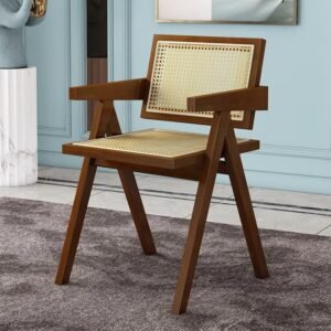 Lanmeng Island Factory Wholesale Solid Wood Study Cafe Modern Rattan Woven Dining Room Chair Living Room Chairs Rattan Garden Beach Chairs