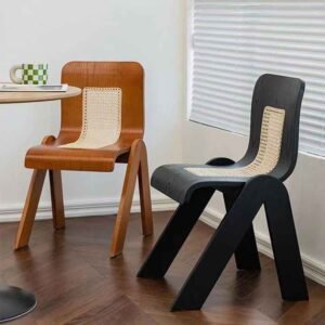 Lanmeng Island Wholesale High Quality Modern New Style Walnut Solid Wood Chair Dining Chairs Classic Cafe Restaurant Commercial Home Furniture