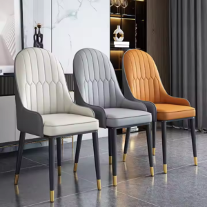 Lanmeng Island Modern Dining Room Chairs Set of 2 Leather High Back Soft Seat Living Room Chairs with Metal Legs