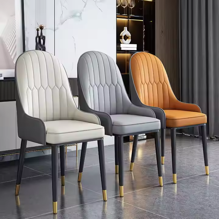 Lanmeng Island Modern Dining Room Chairs Set of 2 Leather High Back Soft Seat Living Room Chairs with Metal Legs