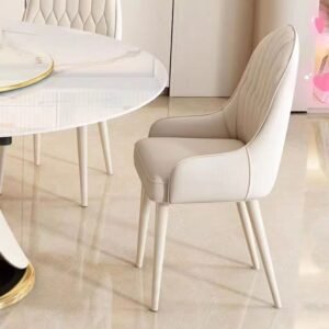 Lanmeng Island Wholesale Nordic Restaurant Furniture Upholstered Leather Dining Chairs With Durable Metal Frame