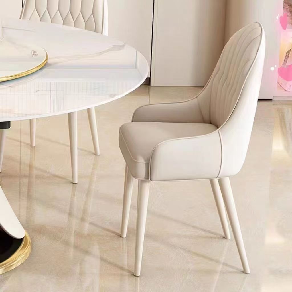 Nordic Upholstered Leather Dining Chairs With Metal Frame