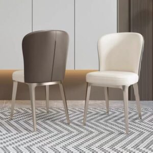Lanmeng Island Comfortable Metal Stainless Steel Soft Leather Dining Chair Leisure Stool Dining Room Furniture Restaurant