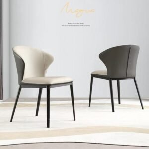 Lanmeng Island Light Luxury Modern Chair with Comfortable Leather Metal Legs Ergonomic Backrest for Hotel Negotiation Use