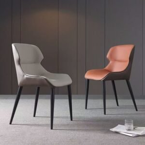Lanmeng Island Contemporary Set of 2 Pu Leather Soft Dining Chairs Upholstered Back Restaurant Chair