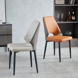 Lanmeng Island Dining Chairs Set of 2 High Back Upholstered PU Leather Dining Chair With Carbon Steel Leg for Home Restaurant Hotel