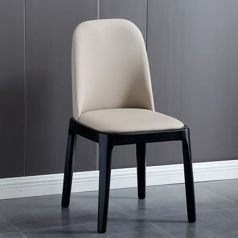 Lanmeng Island Durable Stable Solid Wood Leg High Back Dining Chair Microfiber Leather Fabric Soft Seat for Restaurant Dining Room Chair