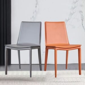 Lanmeng Island Wholesale Saddle Leather Cafe Restaurant Dining Chair Simple Minimalist Chair Nordic Backrest Dining Chair