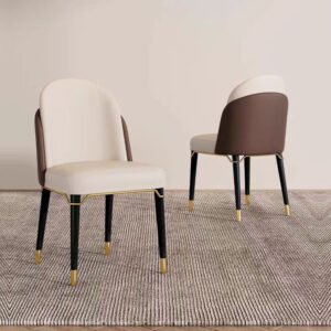 Lanmeng Island Manufacture Italian Modern Dining Chair with Metal Legs Chair Set of 4 Luxury Spacious Comfortable Leather Dining Chairs