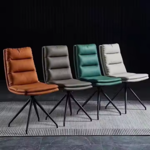 Lanmeng Island Wholesales Upholstered Nordic Leather Swivel Chair Nordic Modern Simple Backrest Chair Leisure Negotiation Dining Chair