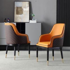 Lanmeng Island Wholesale High Quality Dining Chair Leather Chair Leisure Home Hotel Reception Negotiation Chairs With Metal Leg