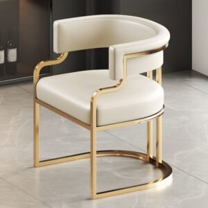 Lanmeng Island Indoor Kitchen Dining Chairs Upholstered Home Side Chair Low-Back Arm Negotiation Chair with Metal Leg for Restaurant Coffee