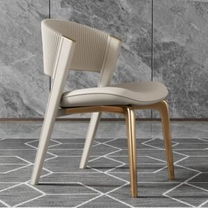 Lanmeng Island Hot Selling Light Luxury Stainless Steel Dining Chair Champagne Gold Home Restaurant Simple Modern Backrest Chair