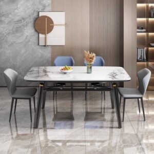 Lanmeng Island Extendable Sintered Stone Dining Table - Rectangular Stone